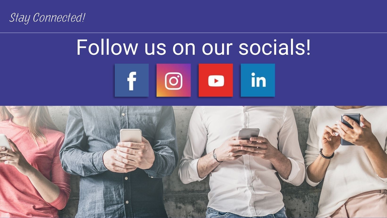 Follow us on our social media channels