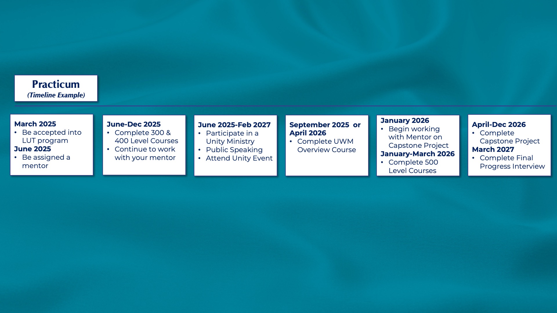 LUT Practicum Timeline